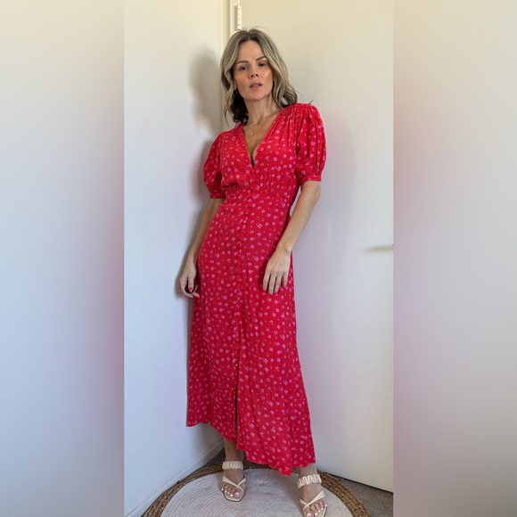 FAITHFULL THE BRAND Bellavista Midi Dress Sunset Floral Print - Picture 3 of 13